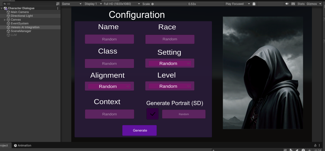 DND Generator Scene Overview